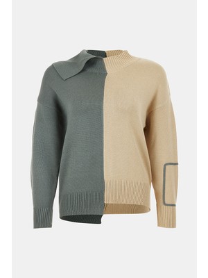 Vakko Grey Asymmetric Knitwear