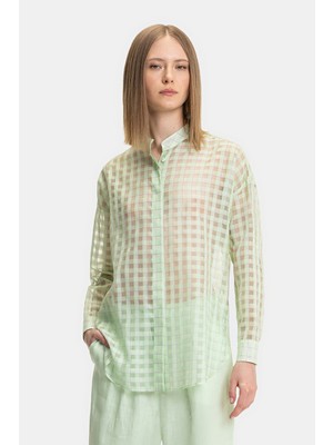 Vakko Light Green Checked Shirt
