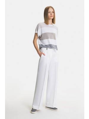 Vakko By Peserıco Ecru Wide-Leg Trousers