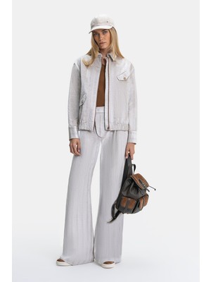 Vakko Ecru Wide Leg Trousers