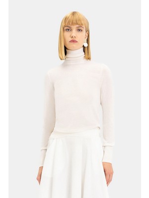 Eleventy White Mock Neck Knit Sweater