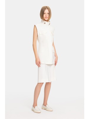 Vakko By Lorena Antonıazzı Ecru High Waist Shorts