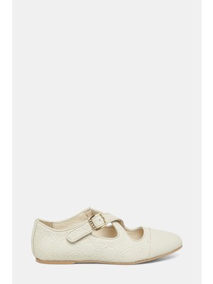 Vakko Ecru Ballet Flats