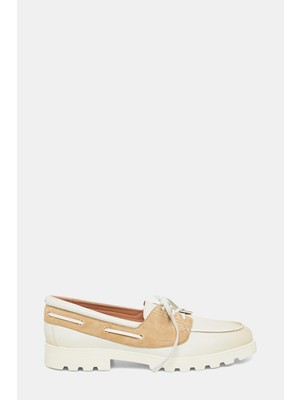 Vakko By Santonı White-Beige Leather Shoes