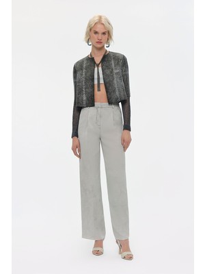 Vakko Grey Wide-Leg Trousers
