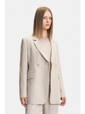 Vakko By Lorena Antonıazzı Beige Double-Breasted Jacket