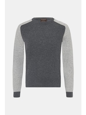 Vakko By Danıele Fıesolı Round Neck Long Sleeve Wool Cashmere Sweater
