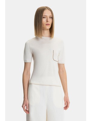 Vakko By Fabıana Fılıppı Cream Short-Sleeve Knit Top