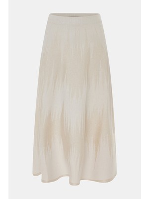 Vakko Ecru Patterned Skirt
