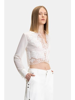 Ermanno Scervino Ermanno Scervıno Lace Detail Silk Shirt