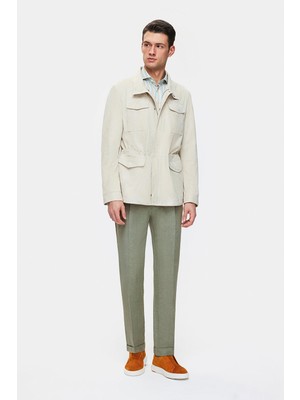 Vakko Beige Leather Jacket
