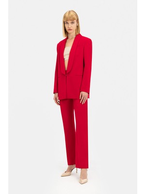 Vakko Red Slim-Leg Trousers
