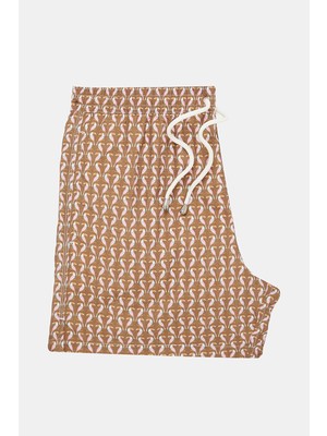 Vakko Brown Patterned Swim Trunks