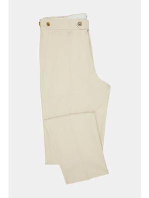 Vakko By Berwıch Light Cream Single Pleat Pants