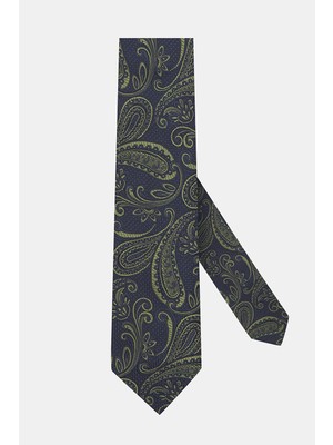 Vakko Navy Paisley Silk Tie