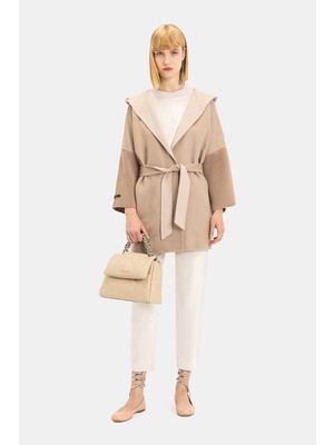 Vakko Beige Wool/cashmere Pea Coat
