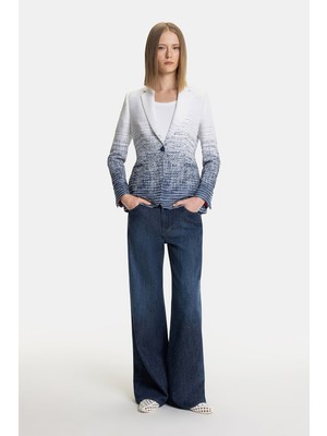Vakko Navy Wide-Leg Denim Trousers