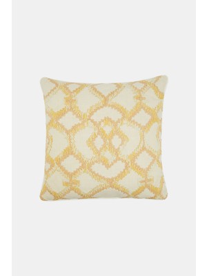 Vakko Cream Embroidered Yellow Cushion