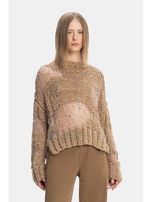 Vakko Camel Knit Sweater