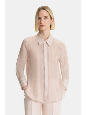 Vakko By Peserıco Powder Pink Striped Shirt