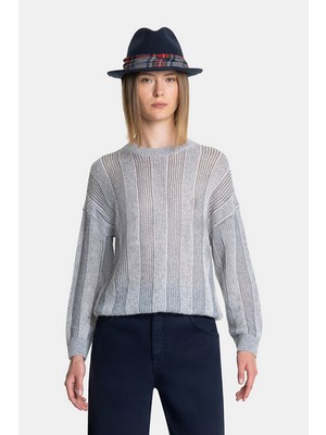 Vakko By Peserıco Grey Knit Sweater