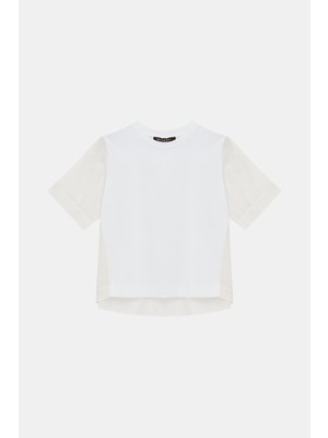 Vakko By Peserıco White Round Neck Short Sleeve T-Shirt