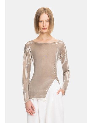 Vakko Beige Boat Neck Knitwear