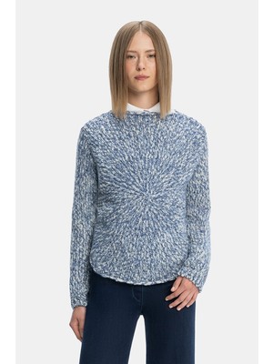 Vakko Blue Cable Knit Sweater