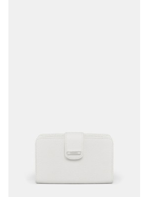 Vakko White Monogram Wallet