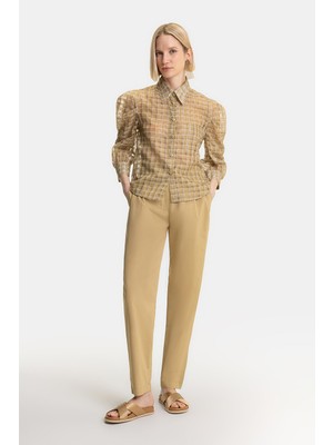Vakko Camel Slim-Leg Trousers