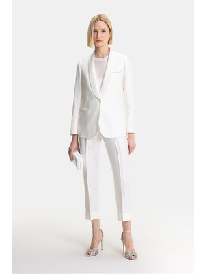 Vakko By Peserıco Ecru Straight Fit Trousers