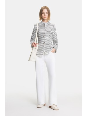 Vakko Black-White Striped Jacket