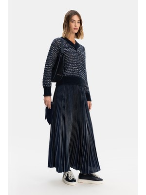 Fabiana Filippi Fabıana Fılıppı Navy Plisse Skirt
