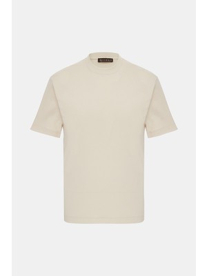Vakko Ecru Crew Neck Short Sleeve T-Shirt