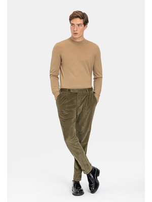 Vakko By PT01 Dark Beige Corduroy Trousers