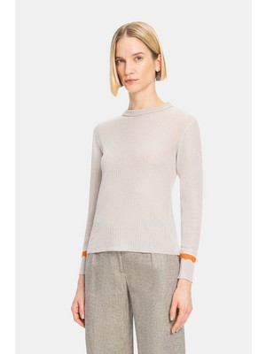 Vakko Grey Crew Neck Knit Sweater