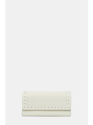 Vakko Cream Monogram Wallet