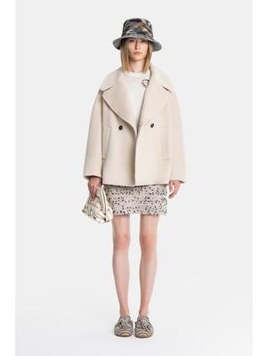 Vakko Beige Pea Coat