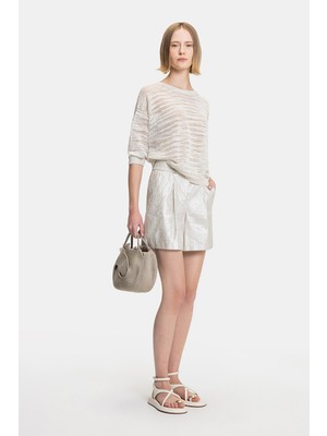 Vakko By Peserıco Beige High-Waist Shorts