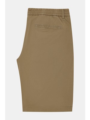 Vakko By Berwıch Dark Beige Single Pleat Bermuda Shorts