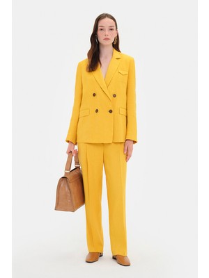 Vakko By Lorena Antonıazzı Yellow Double-Breasted Jacket