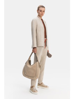 Vakko By Lorena Antonıazzı Beige Slim-Leg Trousers