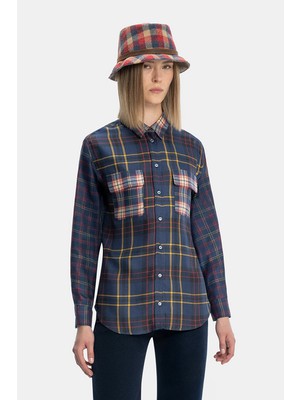 Vakko Navy Long Sleeve Silk Shirt