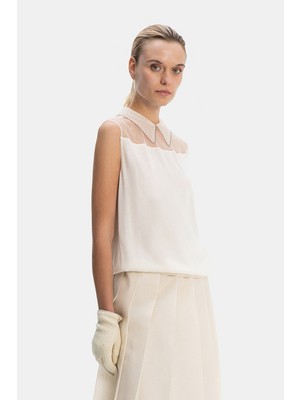 Fabiana Filippi Fabıana Fılıppı Ecru Tulle Detail Blouse