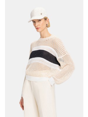 Vakko By Peserıco Beige Crew Neck Knitwear