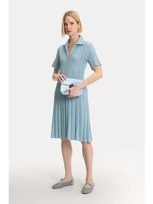 Vakko Blue Knit Dress