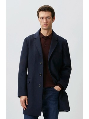 Network Navy Wool Cashmere Blend Overcoat