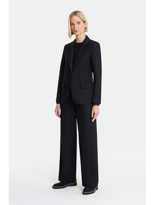 Vakko Black Straight-Cut Trousers