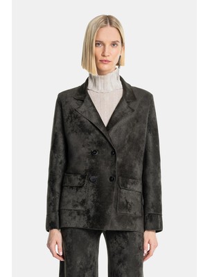 Vakko Khaki Double-Breasted Jacket