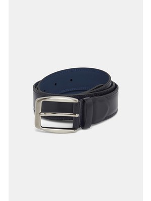 Vakko Navy Leather Belt